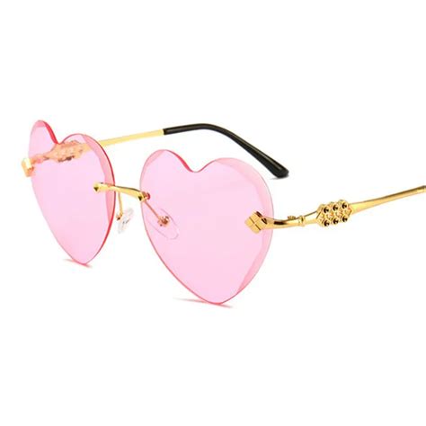 Rimless Heart Sunglasses Women Brand Designer New Arrival 2018 Love