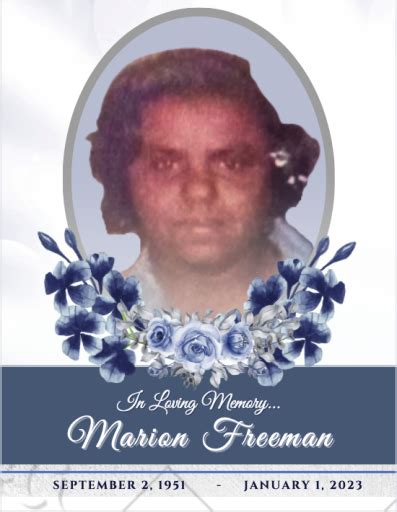 Marion Freeman Obituary 2023 - Floyd A. Williams Funeral Home, Inc.