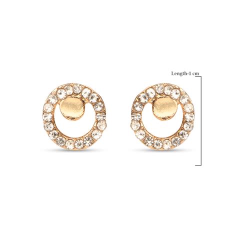 Buy Toniq Stylish Gold Plated Cz Stone Studded Circular Stud Earring