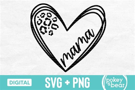 Mama Leopard Heart Svg