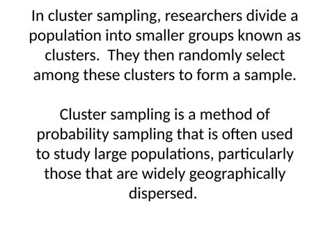 Pdf Cluster Sampling