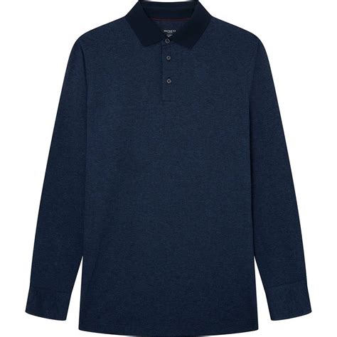 Hackett Herringbone Long Sleeve Polo Blue Dressinn