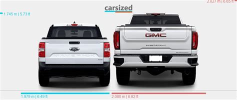 Dimensions Ford Maverick 2021 Present Vs Gmc Sierra 2019 2023