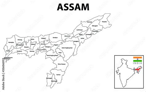 Assam Map Political And Administrative Map Of Assam With Districts