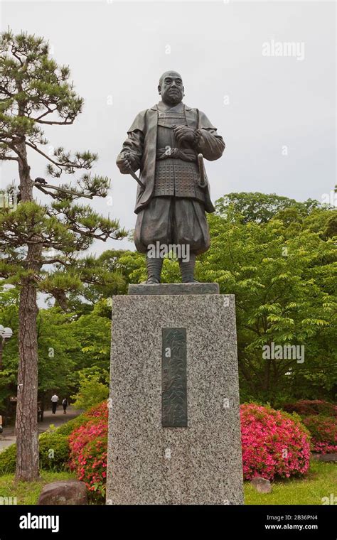 Statue of Tokugawa Ieyasu in Okazaki Castle, Japan. Ieyasu (1543-1616) was samurai and first ...