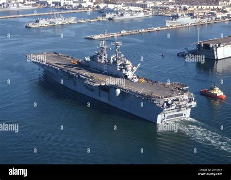 US Navy Sailors Aboard USS Bonhomme Richard LHD 6 Man The Rails