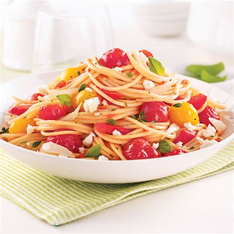 Spaghettis Aux Tomates Cerises Et Poivrons Rouges Je Cuisine