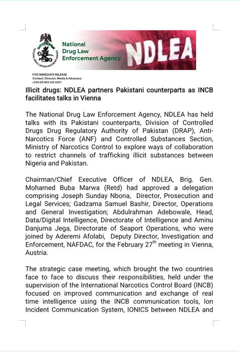 Ndlea Nigeria On Twitter Illicit Drugs Ndlea Partners Pakistani