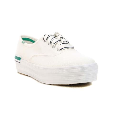 Keds The Platform Pique Whitegreen Stripe Sneakers Wf67192 Wookicom