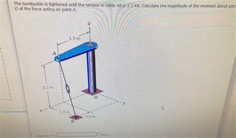 Solved The Turnbuckle Is Tightened Until The Tension In Chegg