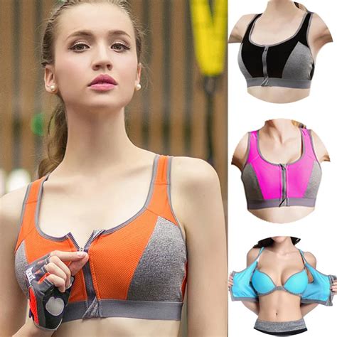 Aliexpress Buy Front Zipper Sport Bras Women Fitness Crop Top