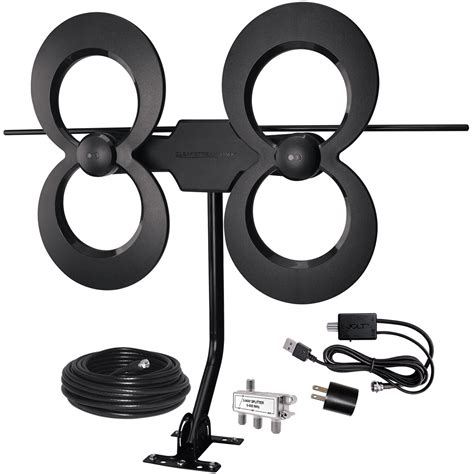 Antennas Direct ClearStream 4MAX Indoor Outdoor TV Antenna with Booster, Amplifier, Mast, 30