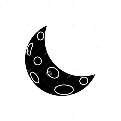 Estampilla De Media Luna Negra Vectorial Luna Mágica Aislada Contorno