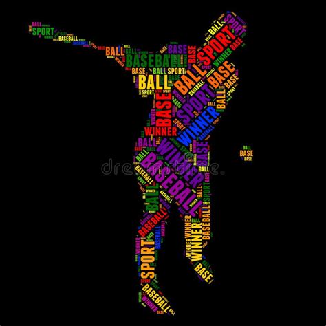 Baseball Typography Word Cloud Colorful Vector Illustration Stock