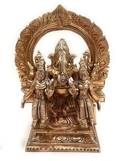 Buy South Indian Arts Bronze Ganesha Idol With Riddhi Siddhi Ganesha