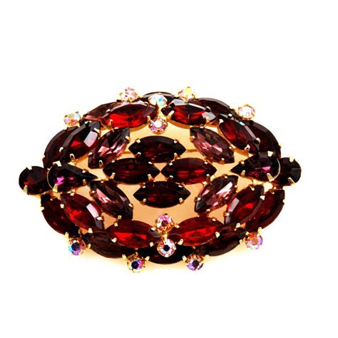 Large Red Rhinestone Brooch Vintage Red Rhinestone Vintage Brooches