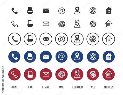 Contact Icons Business Card Vector Symbols Collection Information Icons Location Address