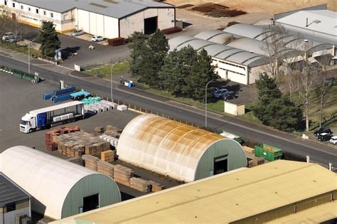 Vue Aérienne Des Entrepôts De Marchandises Et Du Centre Logistique Dans