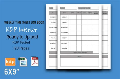 Weekly Timesheet Book KDP Interior Graphic By KDP Web Creative Fabrica