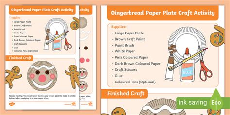 Gingerbread Paper Plate Craft Activity Creat De Profesori