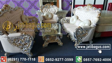 Kursi Tamu Sofa Mewah Bellagio White Kombinasi Gold Silver