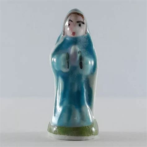 FÈVE VIERGE MARIE santon en porcelaine émaillée Porcelain bean B58C