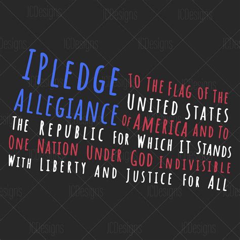 Pledge Of Allegiance Flag Svg Eps Png Vector Digital Etsy