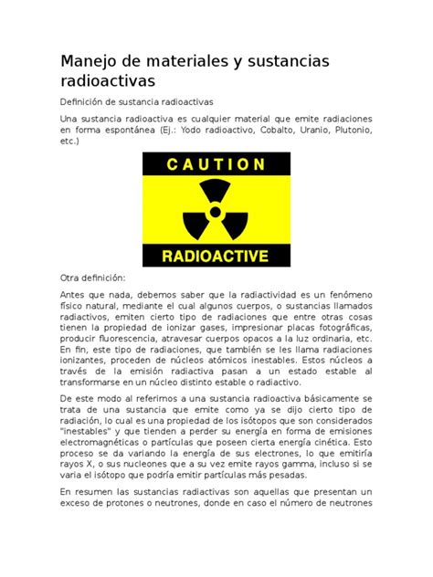 Manejo De Materiales Y Sustancias Radioactivas Desintegración