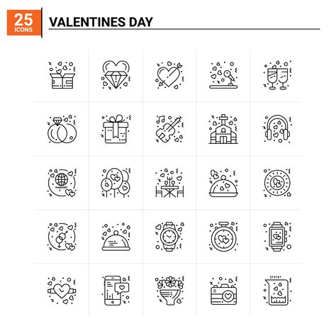 25 Valentines Day Icon Set Vector Background 17860548 Vector Art At Vecteezy