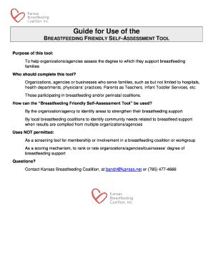 Fillable Online Ksbreastfeeding Breastfeeding Friendly Self Assessment