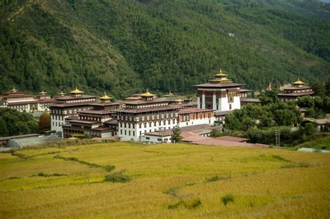 The Dzong Monastery In Bhutan Himalayas Mountain Stock Image Image Of