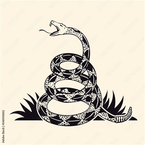 Dont Tread On Me Flag Rattlesnake Illustration Stock Vector Adobe Stock