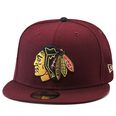 New Era 59fifty Chicago Blackhawks Fitted Hat Cap Maroonofficial Team