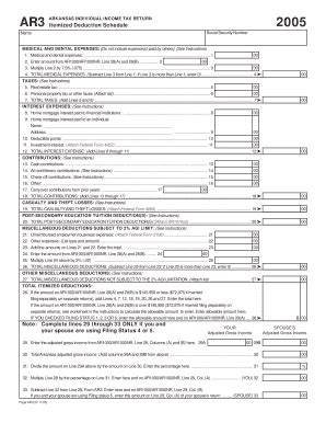 Ar3 Itemized Deduction Schedule Form Fill And Sign Printable Template