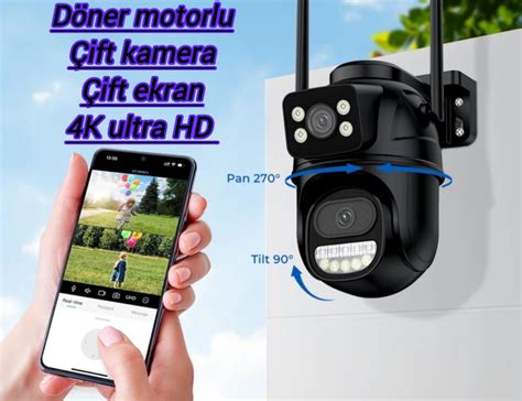 Dış mekan döner motorlu çift kamera çift ekran 4k ultra hd ptz ip güve