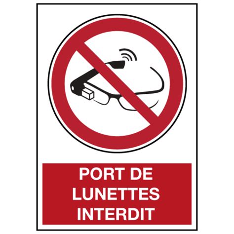 Panneau Port de Lunettes Interdit ISO 7010 OZC Signalétique