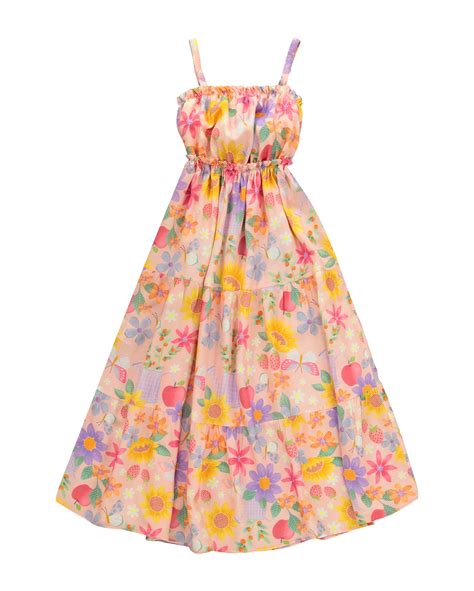 Riachuelo Vestido Longo Infantil Tr S Marias Floral Rosa Claro Tam