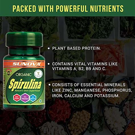 Buy SUNOVA ORGANIC SPIRULINA CAPSULES NATURE S SUPPLEMENT SPIRULINA 60