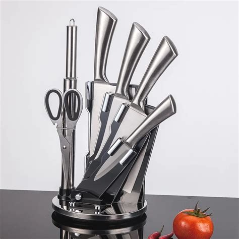 Pieces Knife Tool Sets Kitchen Stainless Steel Rotating Seat Chef