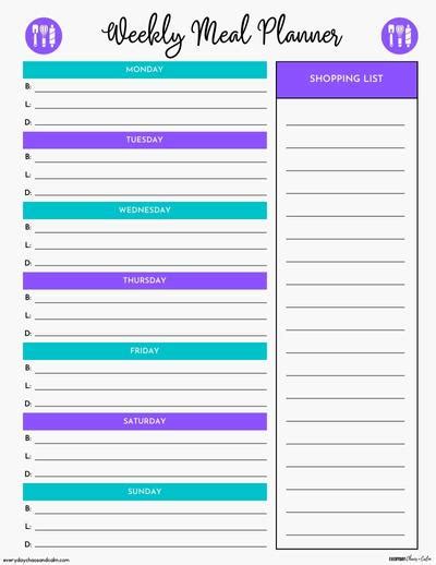 7 Printable Weekly Meal Planners With Shopping List