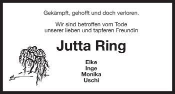 Traueranzeigen Von Jutta Ring Nordwest Trauer De