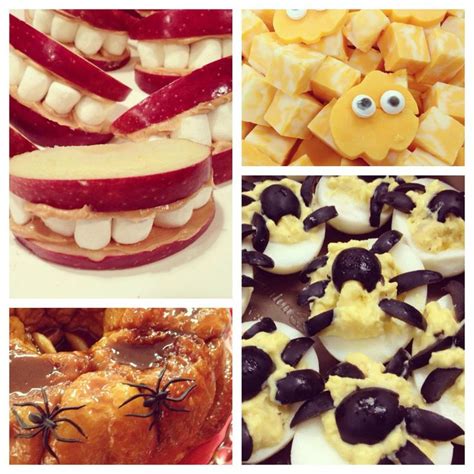 four pictures with different foods in them including apples, cheese and ...