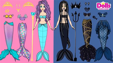 Paper Dolls Mermaids Dress Up Paper Crafts Diy Good And Evil Youtube