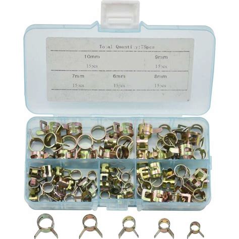 75PCS Clip à Ressort Tuyau Collier Serrage Durite Essence Serre joints