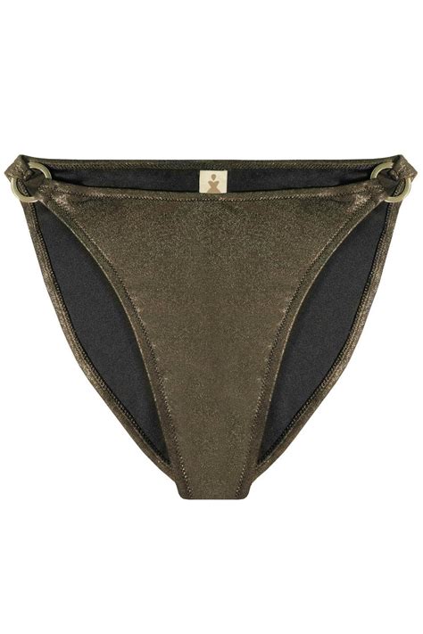 Titaniya Gold Black High Waisted Bikini Bottom Yesundress