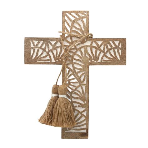 Wooden Cross With Tassels Carved Humble Home