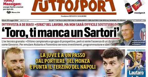 PRIMA PAGINA TUTTOSPORT OGGI Di Gregorio E Di Lorenzo Per Motta Gasp