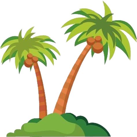 Coconut Tree Cartoon A Long Island With Coconut Trees Png Download