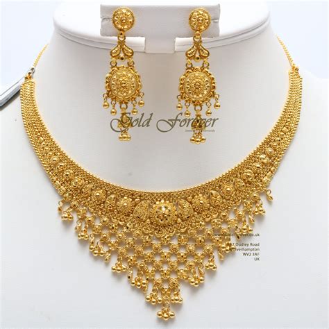 22 Carat Indian Gold Necklace Set 47 7 Grams Code NS1007 Indian Gold