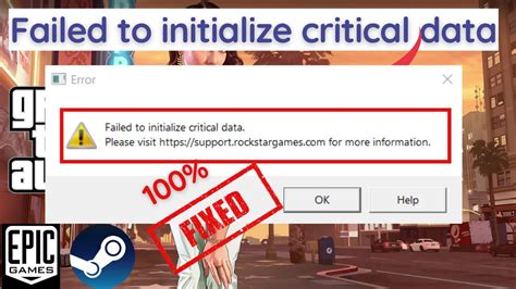 How To Fix Failed To Initialize Critical Data GTA V YouTube